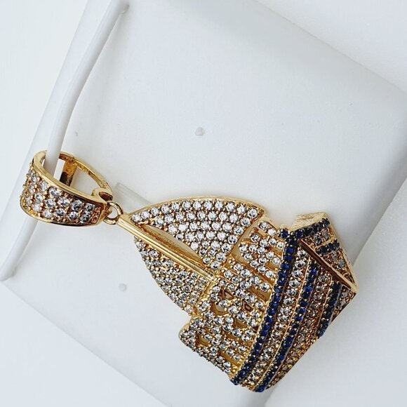 "14K Gold Plated Cubic Zircon Pendant, INUS1BR073 - Picture 6 of 11